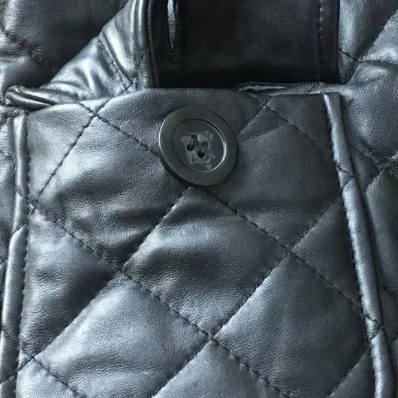 KENAR Black Quilted Leather Jacket Women's Size 4 - Picture 8 of 12